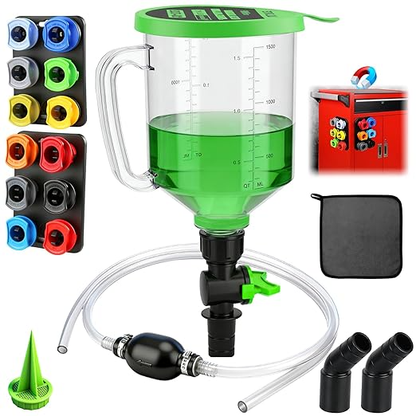18-Piece Engine Oil Funnel Set with 12 Adapters and Storage Tray
